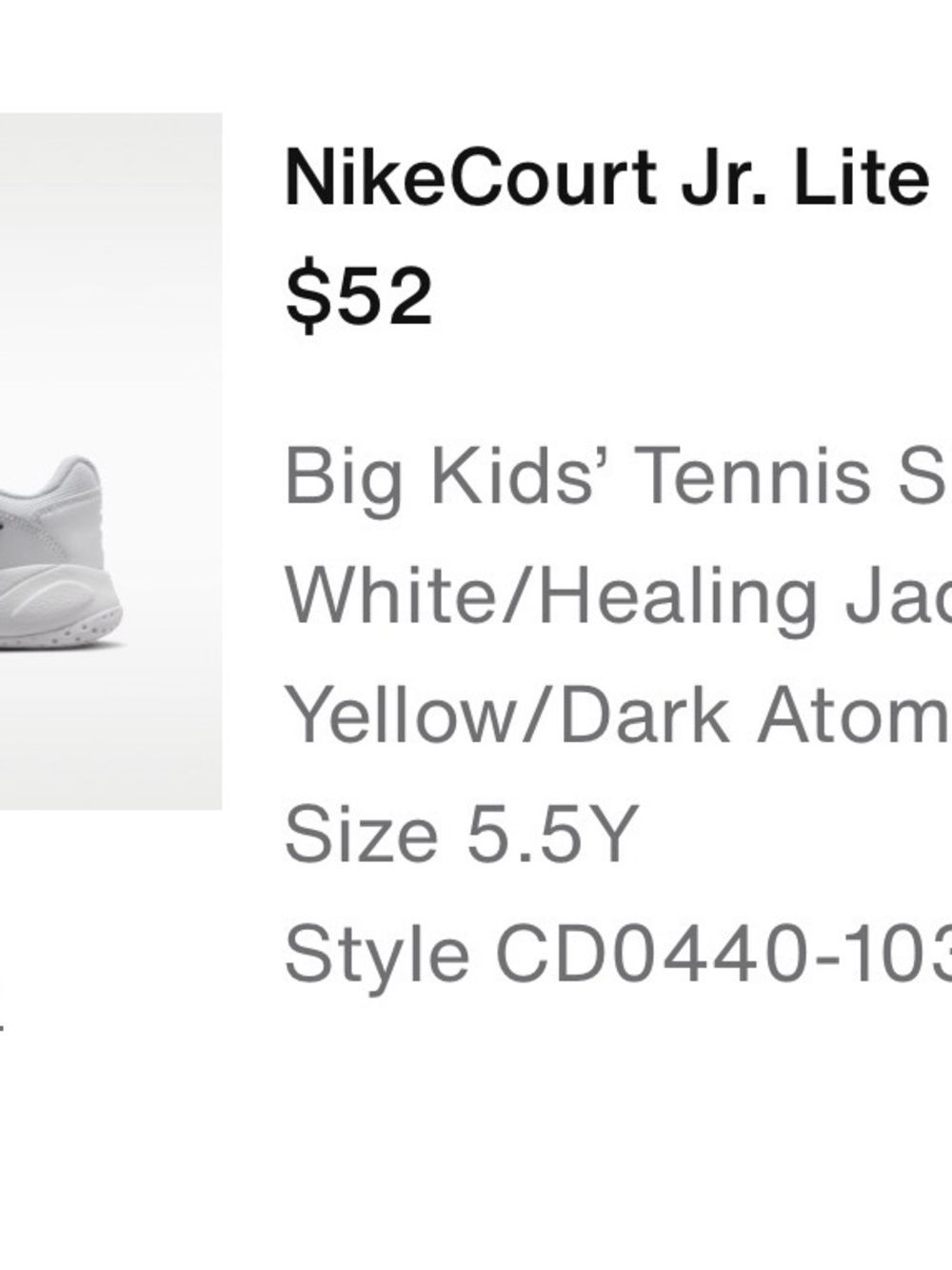Nike Big Kids' Tennis Shoes - White, Jade & Yellow Accent UNISEX